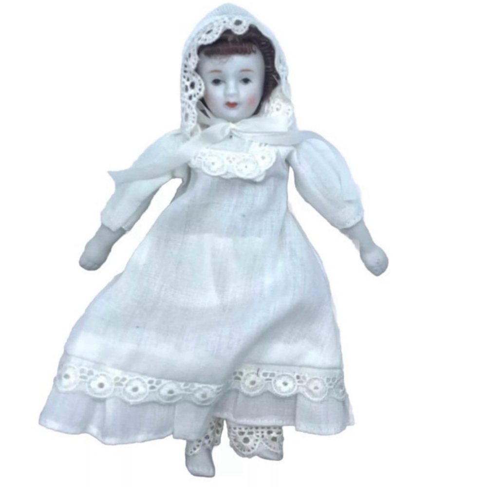 8" Antique Vintage Doll Porcelain Chest Head Hands Legs - Picture 6 of 7